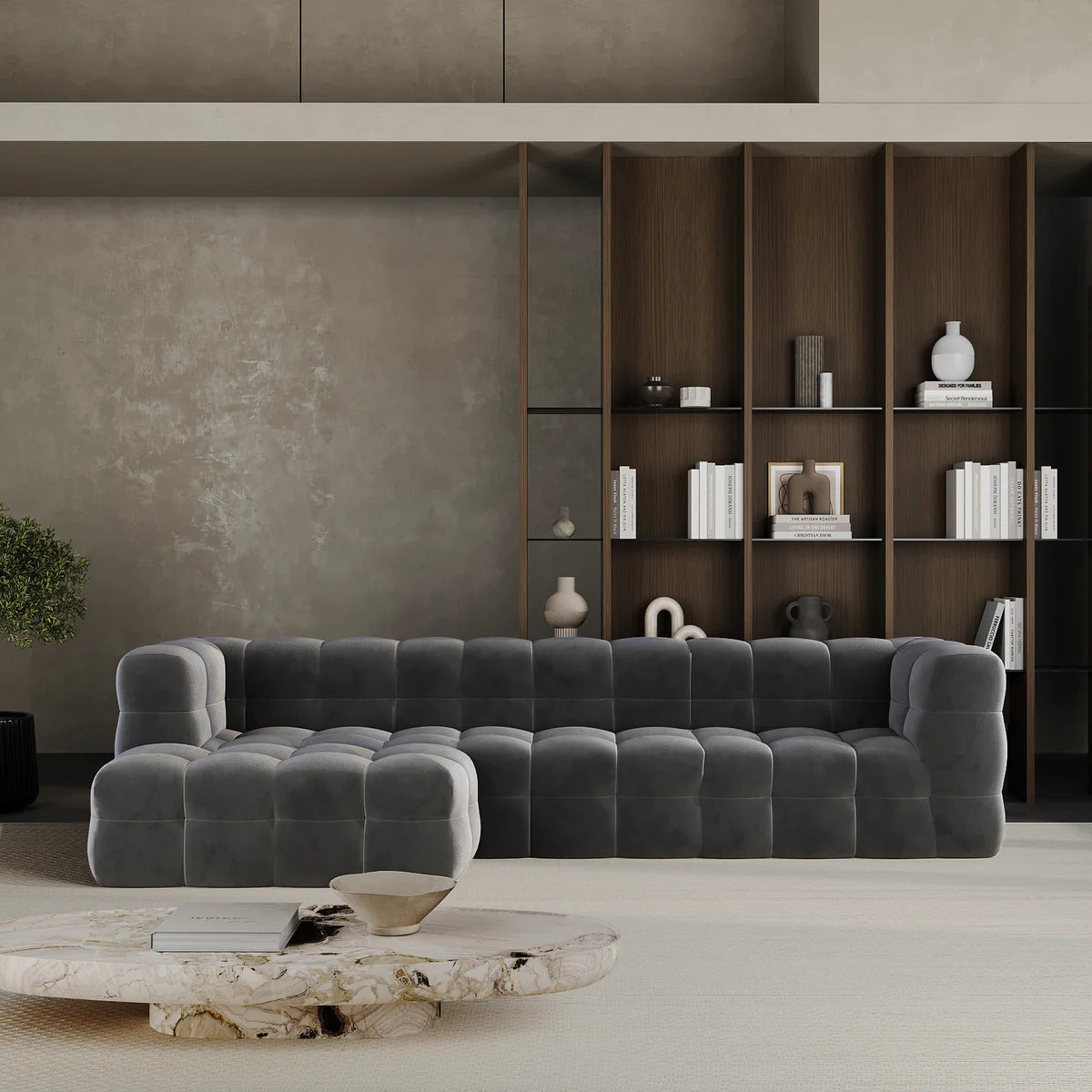 Boxen L-Shape Sofa / Cotton Velvet