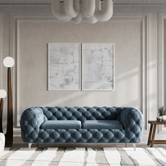 Tufted Chesterfield Sofa / Velvet Upholstery