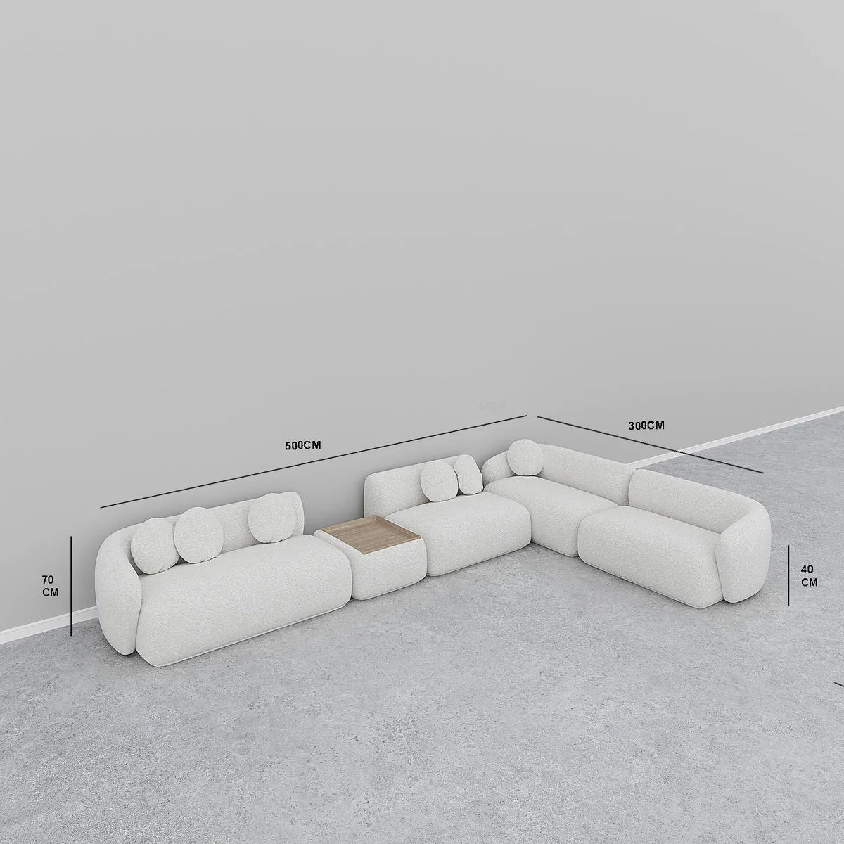 Capover L-Shaped Modular Sofa / White Boucle