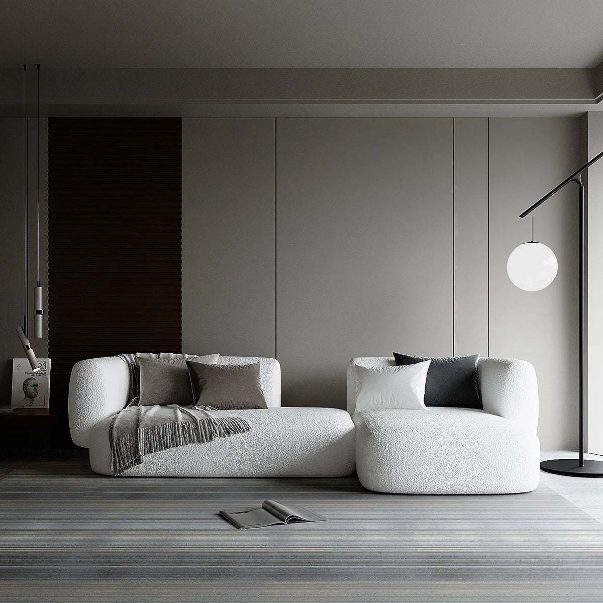 Ora L-Shape Sofa / Premium White Boucle
