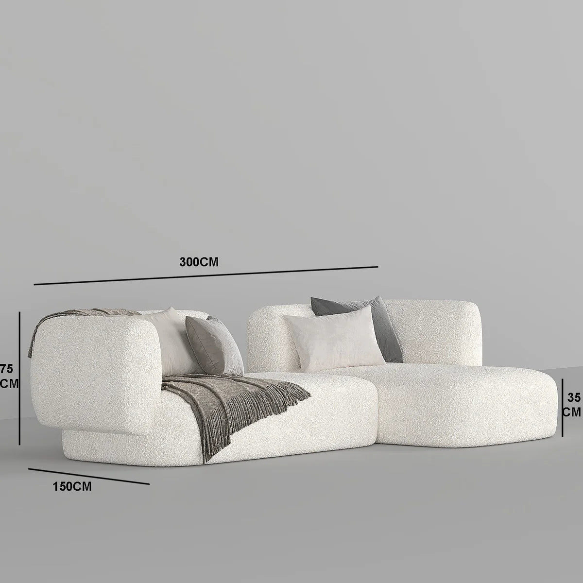 Ora L-Shape Sofa / Premium White Boucle