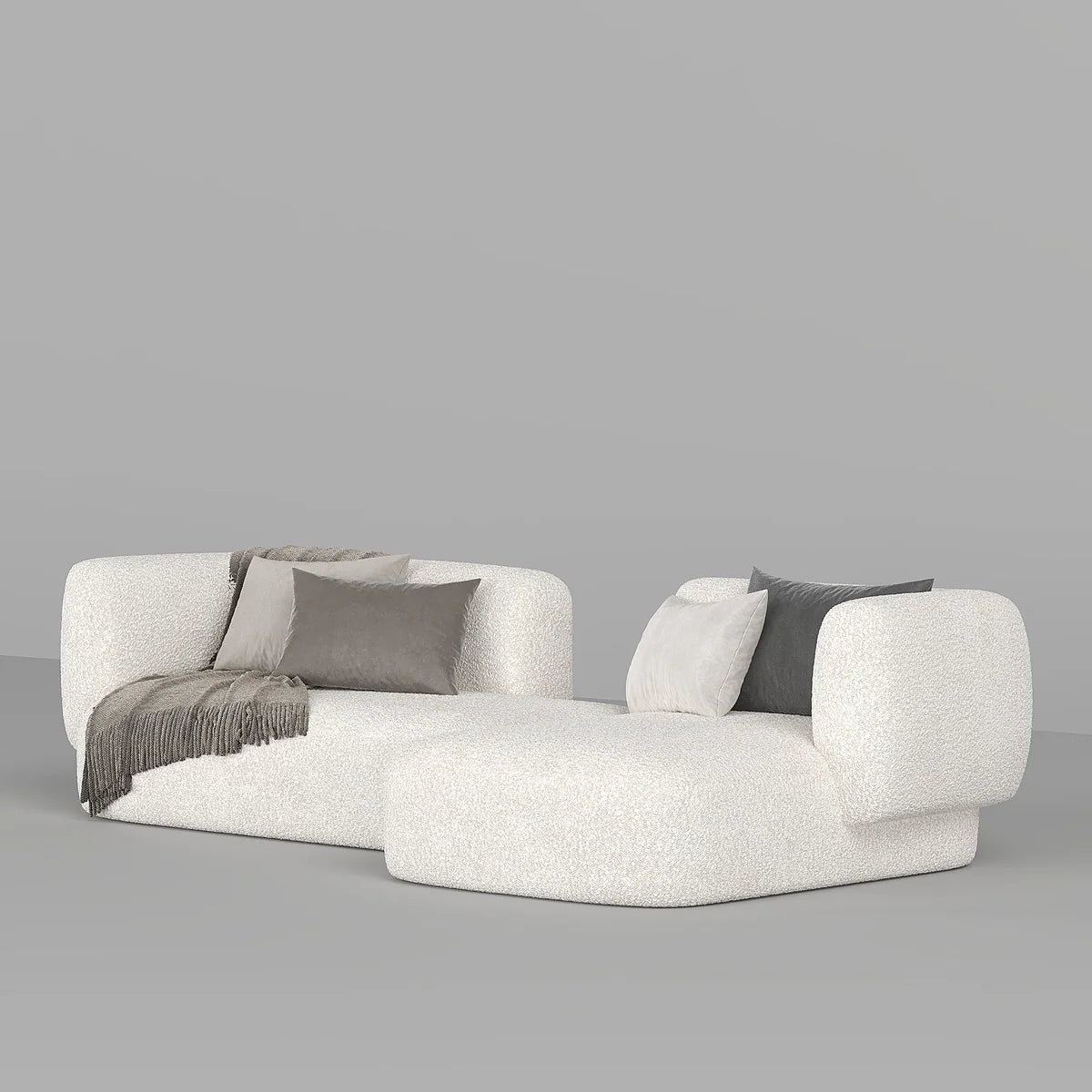 Ora L-Shape Sofa / Premium White Boucle
