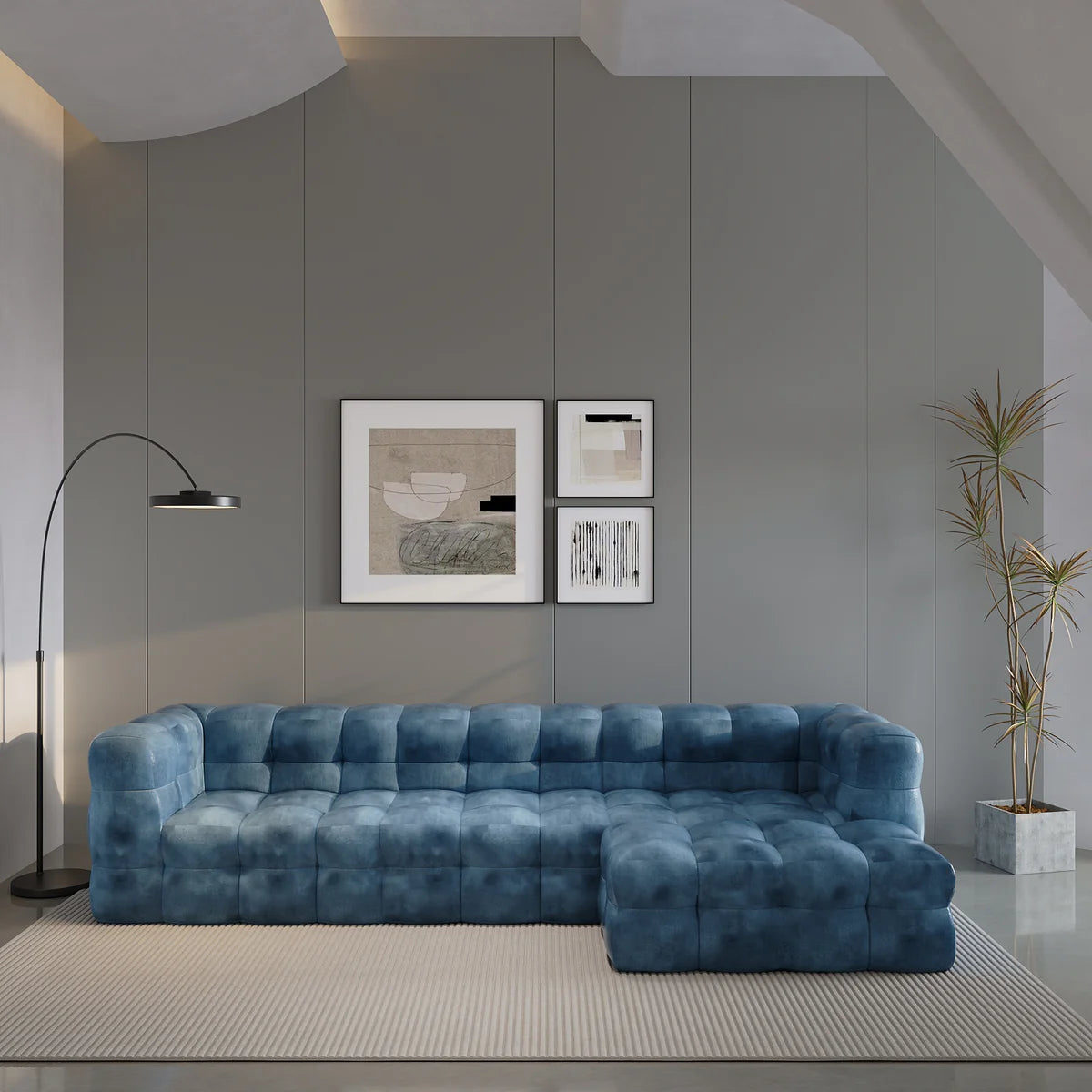 Boxen L-Shape Sofa / Cotton Velvet