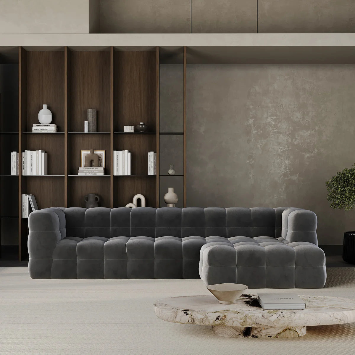 Boxen L-Shape Sofa / Cotton Velvet