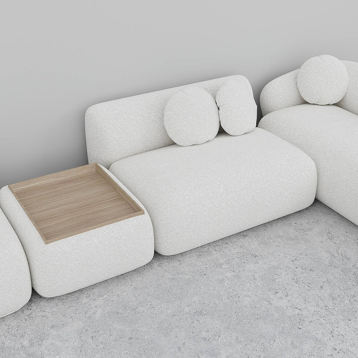 Capover L-Shaped Modular Sofa / White Boucle