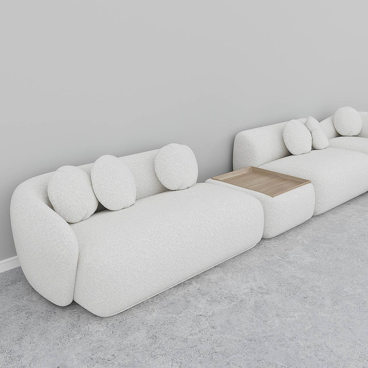 Capover L-Shaped Modular Sofa / White Boucle
